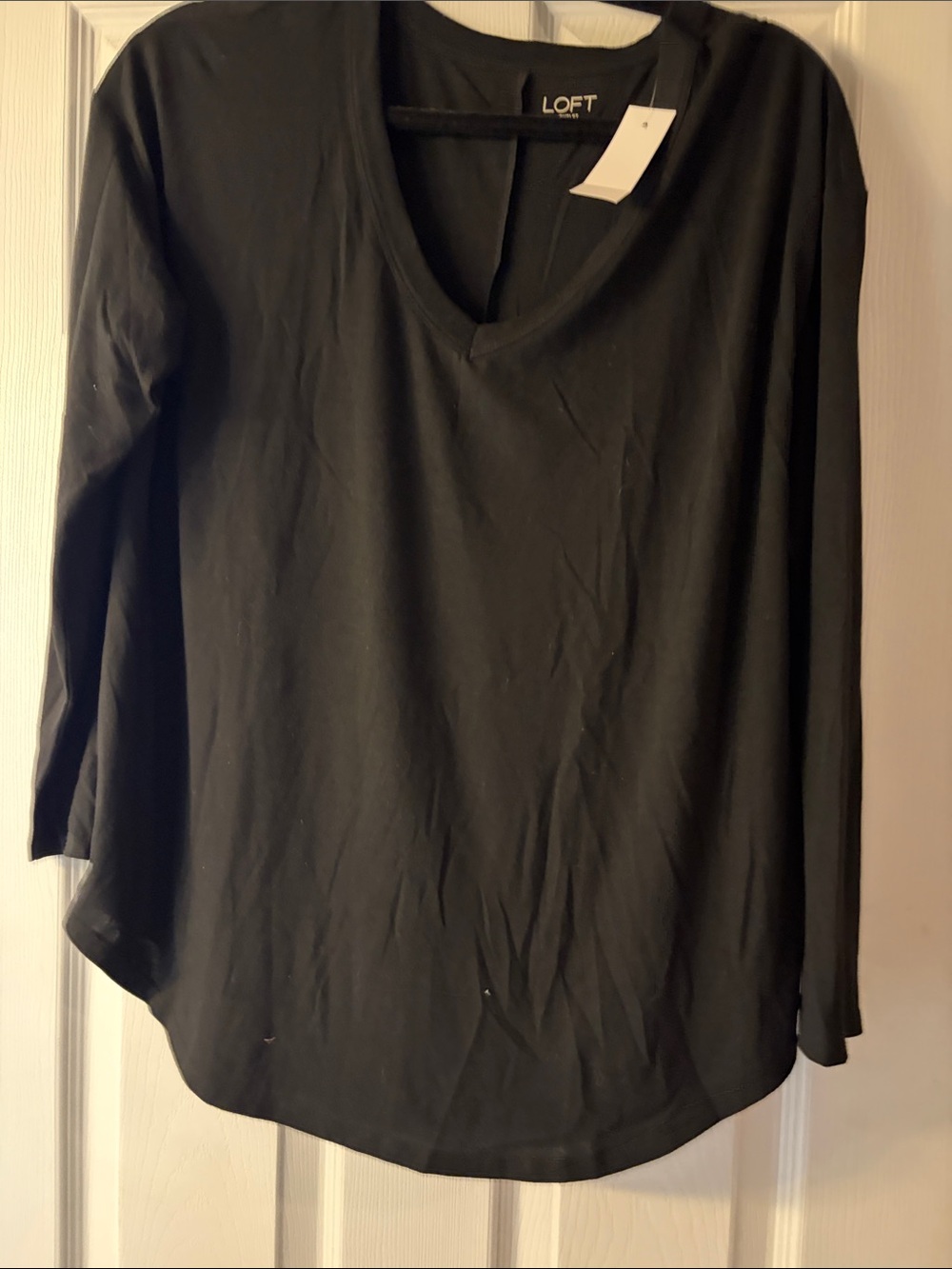 LOFT Black V-Neck Long Sleeve Tee Top